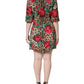 Brown Leopard Red Roses Cotton A-line Dress