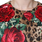 Brown Leopard Red Roses Cotton A-line Dress