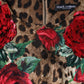 Brown Leopard Red Roses Cotton A-line Dress