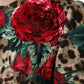 Brown Leopard Red Roses Cotton A-line Dress