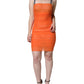 Orange Nylon Bodycon Sheath Mini Dress