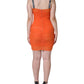 Orange Nylon Bodycon Sheath Mini Dress