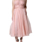 Pink Silk Strapless Maxi A-line Gown Dress