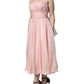 Pink Silk Strapless Maxi A-line Gown Dress