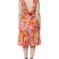 Multicolor Floral Sleeveless V-neck Midi Dress