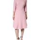 Pink A-line Viscose 3/4 Sleeves Dress