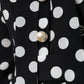 Black White Polka Dot Ascot Collar Midi Dress