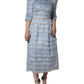 Light Blue Silver Jacquard A-line Midi Dress