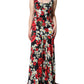 Black Floral Silk Sleeveless Long Gown Dress