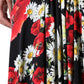 Black Floral Silk Sleeveless Long Gown Dress