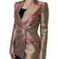 Metallic Brown Double Breasted Blazer Jacket