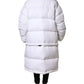 White Puffer Quilted Full Zip Coat Jacket