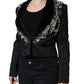 Black Jacquard Crystal Floral Jacket Blazer