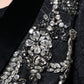 Black Jacquard Crystal Floral Jacket Blazer