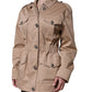 Beige Cotton Long Sleeve Collared Coat Jacket