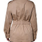 Beige Cotton Long Sleeve Collared Coat Jacket