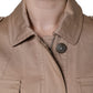 Beige Cotton Long Sleeve Collared Coat Jacket