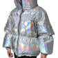 Silver Iridescent Puffer Full Zip Coat Jacket