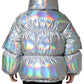 Silver Iridescent Puffer Full Zip Coat Jacket