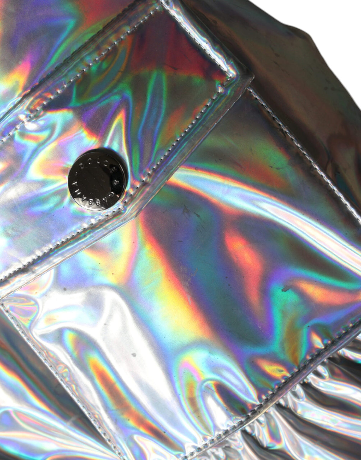 Silver Iridescent Puffer Full Zip Coat Jacket
