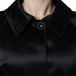 Black Polyester Organza Belted Coat Jacket