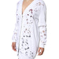 White Viscose Floral Cut Out Cardigan Sweater