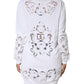 White Viscose Floral Cut Out Cardigan Sweater