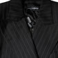 Black Striped Double Breasted Coat Jacket