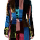 Multicolor Double Breasted Patchwork Blazer Jacket