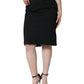 Black Straight Pencil Cut Knee Length Skirt