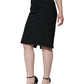 Black Straight Pencil Cut Knee Length Skirt