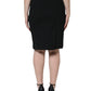 Black Straight Pencil Cut Knee Length Skirt