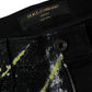 Multicolor Splatter Paint Cotton Skinny Denim Jeans