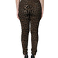 Brown Leopard Cotton Skinny Denim Jeans