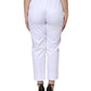 White Cotton Mid Waist Tapered Denim Jeans