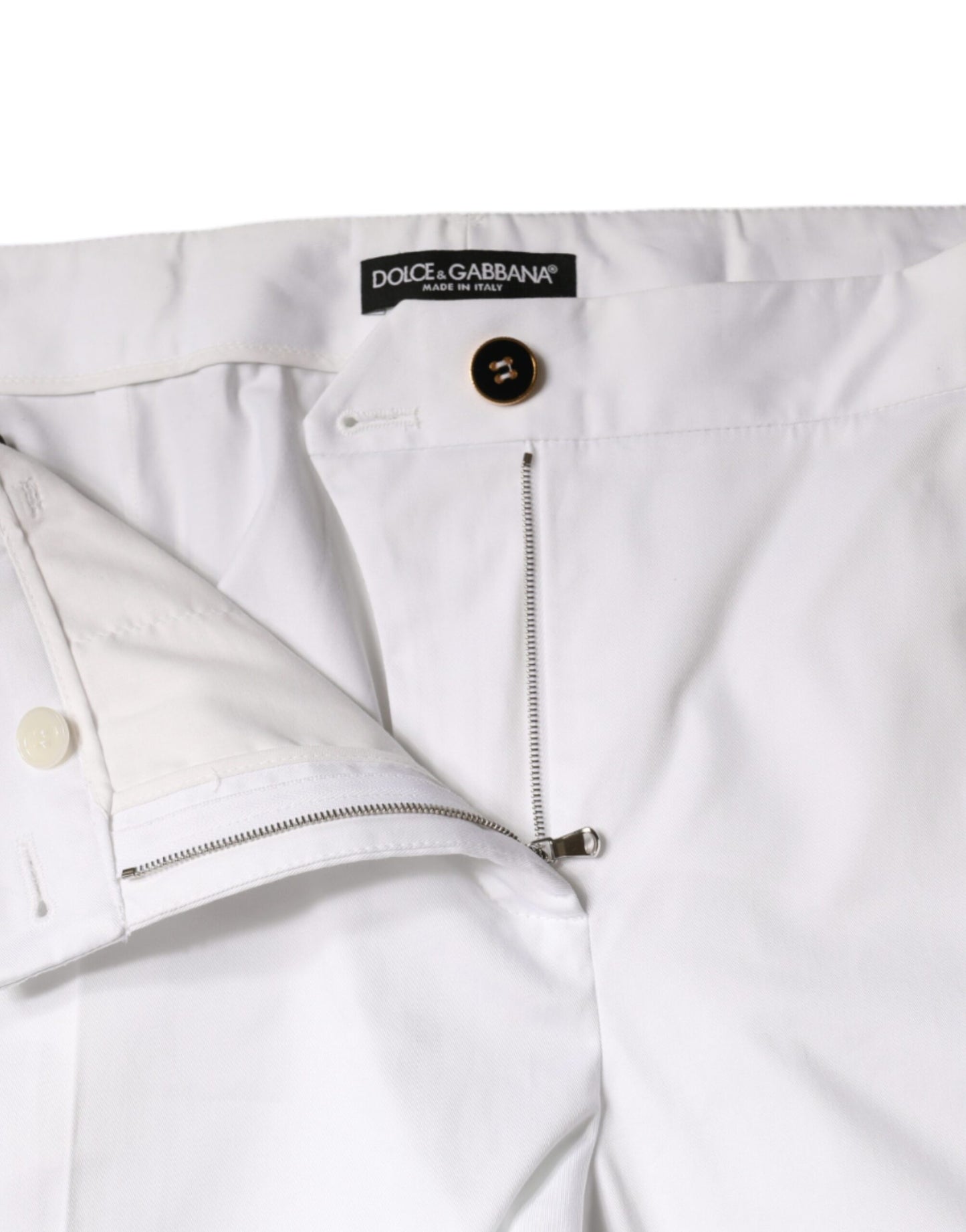 White Cotton Mid Waist Tapered Denim Jeans