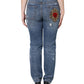 Blue Cotton Tattered Boyfriend Denim Jeans