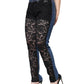 Black Floral Lace Front Skinny Denim Jeans