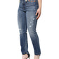 Dark Blue Cotton Tattered Skinny Denim Jeans