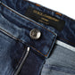 Dark Blue Cotton Tattered Skinny Denim Jeans