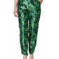 Green Clover Silk Satin High Waist Tapered Pants