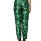 Green Clover Silk Satin High Waist Tapered Pants