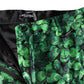 Green Clover Silk Satin High Waist Tapered Pants