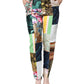 Multicolor Patchwork Jacquard High Waist Pants