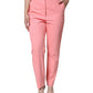 Rose Pink Polyester High Waist Tapered Pants