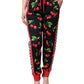 Black Red Cherry Mid Waist Jogger Pants