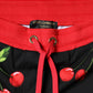 Black Red Cherry Mid Waist Jogger Pants