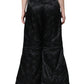 Black Quilted High Waist Women Wide Leg Pants