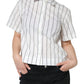 White Striped Collared Short Sleeve Polo Top