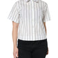 White Striped Collared Short Sleeve Polo Top